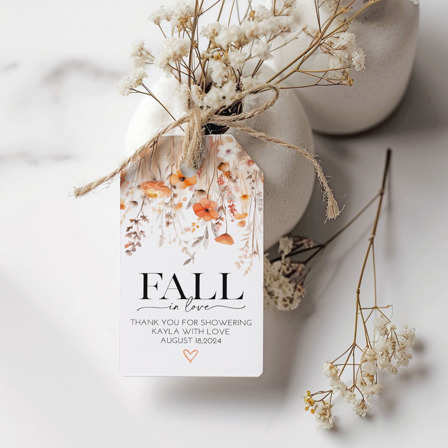 Fall in Love Bridal Shower Favor Gift Tag