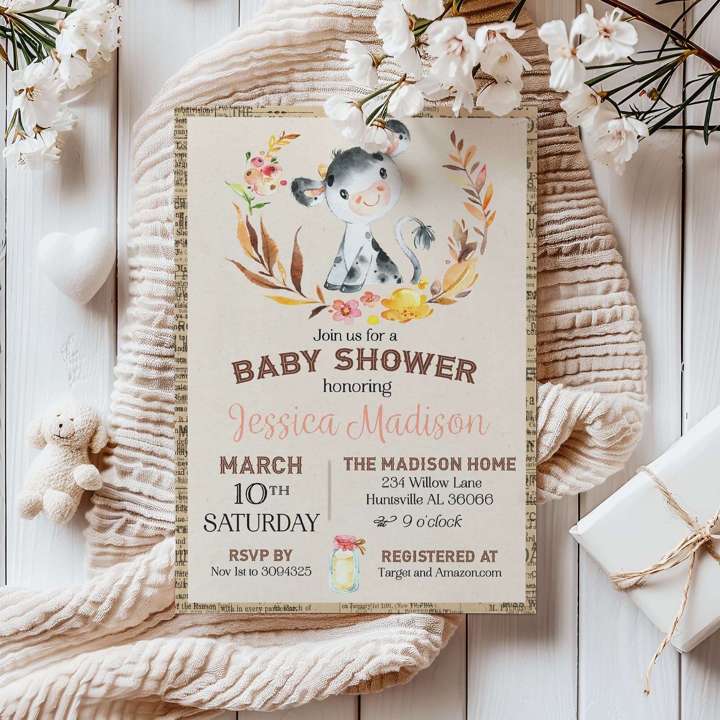 Invitation, custom, baby, bridal, wedding, holiday, event, party,