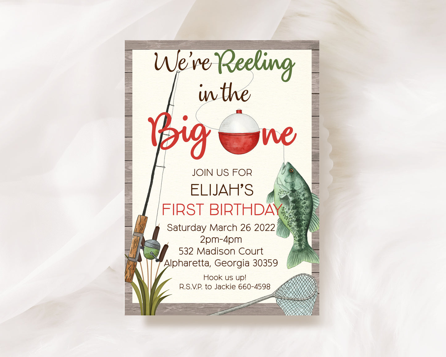 Fishing Reel in the Big One Any Age Birthday Invitation