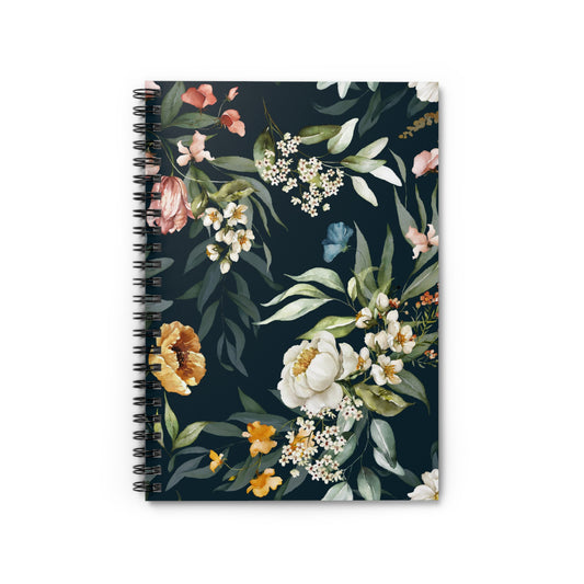 Navy Flower Spiral Notebook