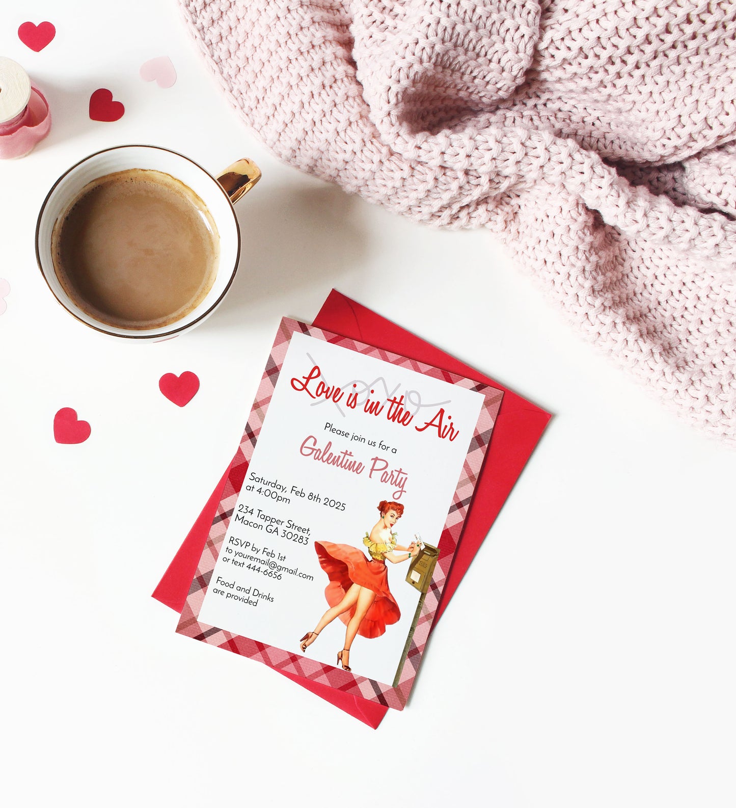 Galentine's Girls Night Sexy Pin Up Girl Invitation
