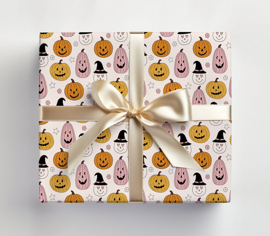 Halloween Pumpkins Witch Hat Wrapping Paper