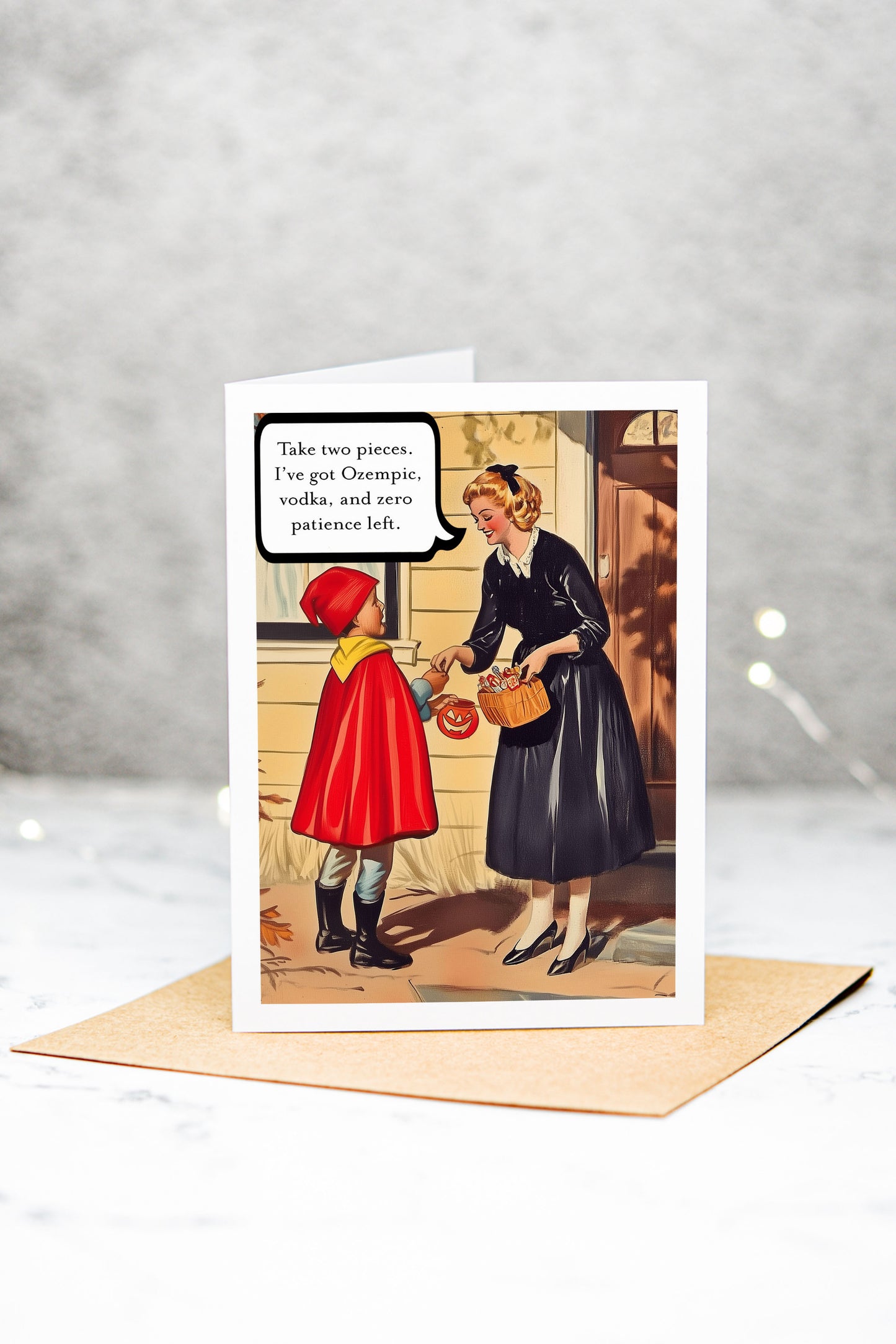 Halloween Trick or Treat Retro Adult Humor Greeting Card