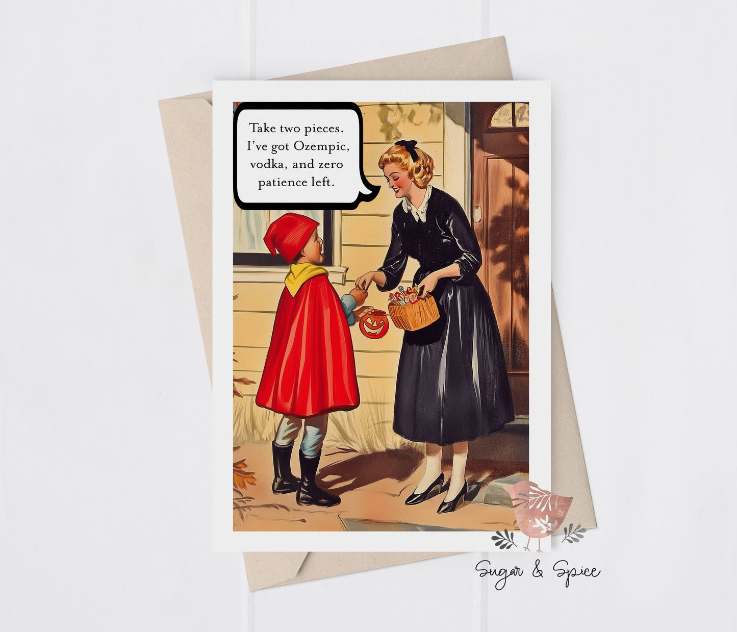 Halloween Trick or Treat Retro Adult Humor Greeting Card