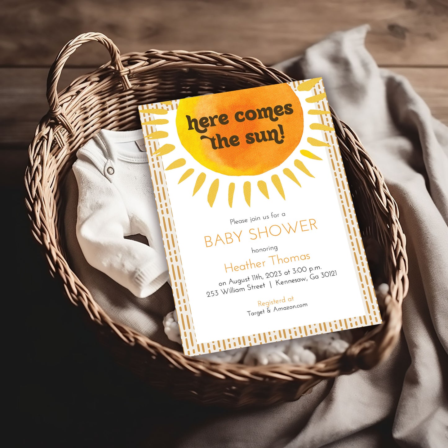 Here comes the Sun Baby Shower Invitation