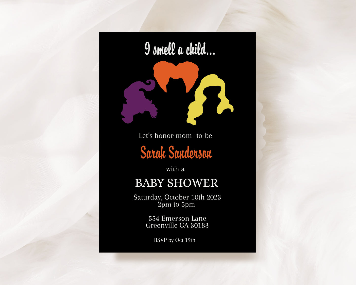 Hocus Pocus Halloween Baby Shower Invitation