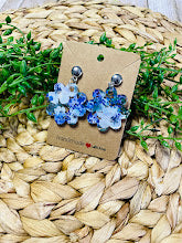 Blue Flower Acrylic Silver Earrings