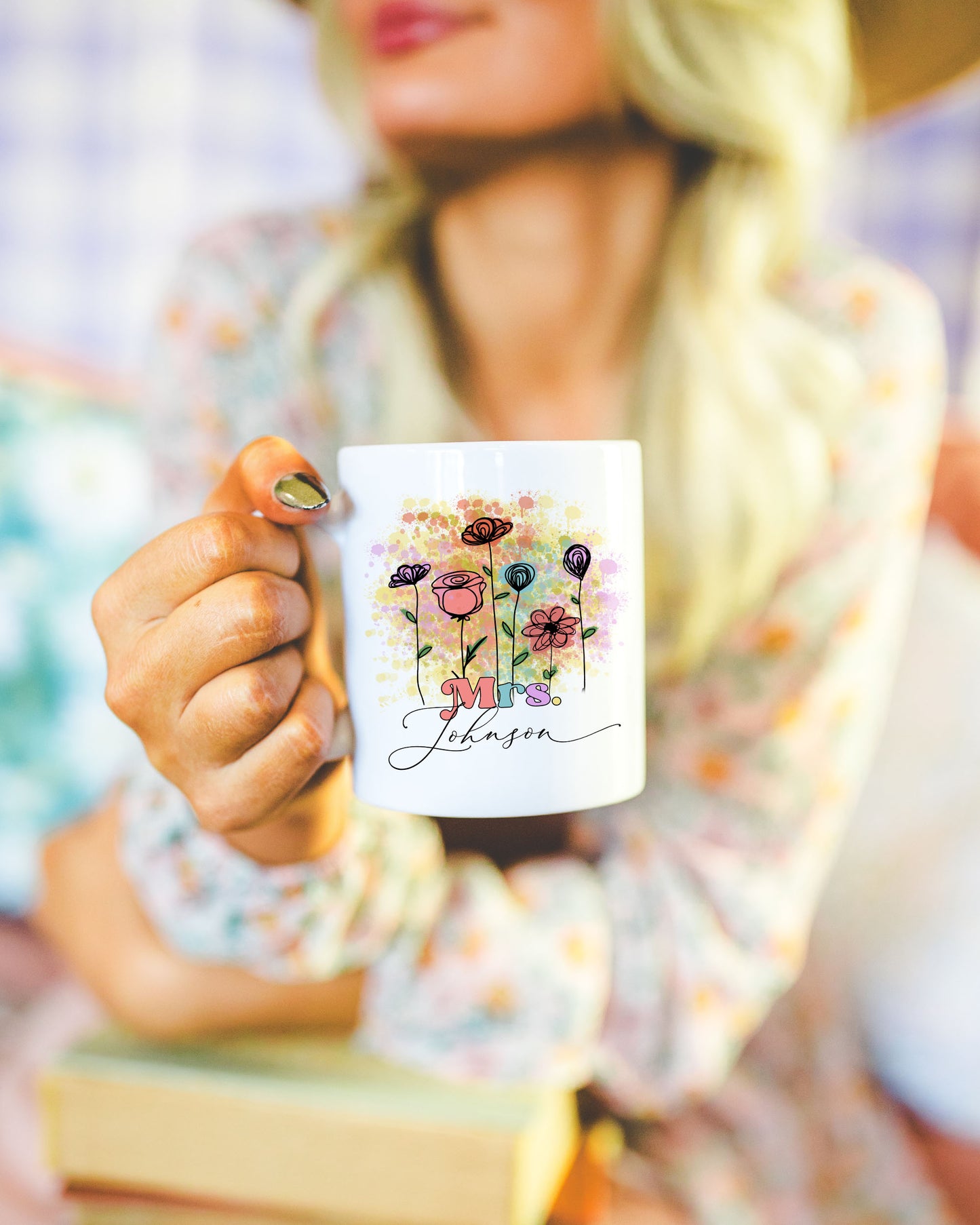Mrs Custom Wild Flower Ceramic Mug