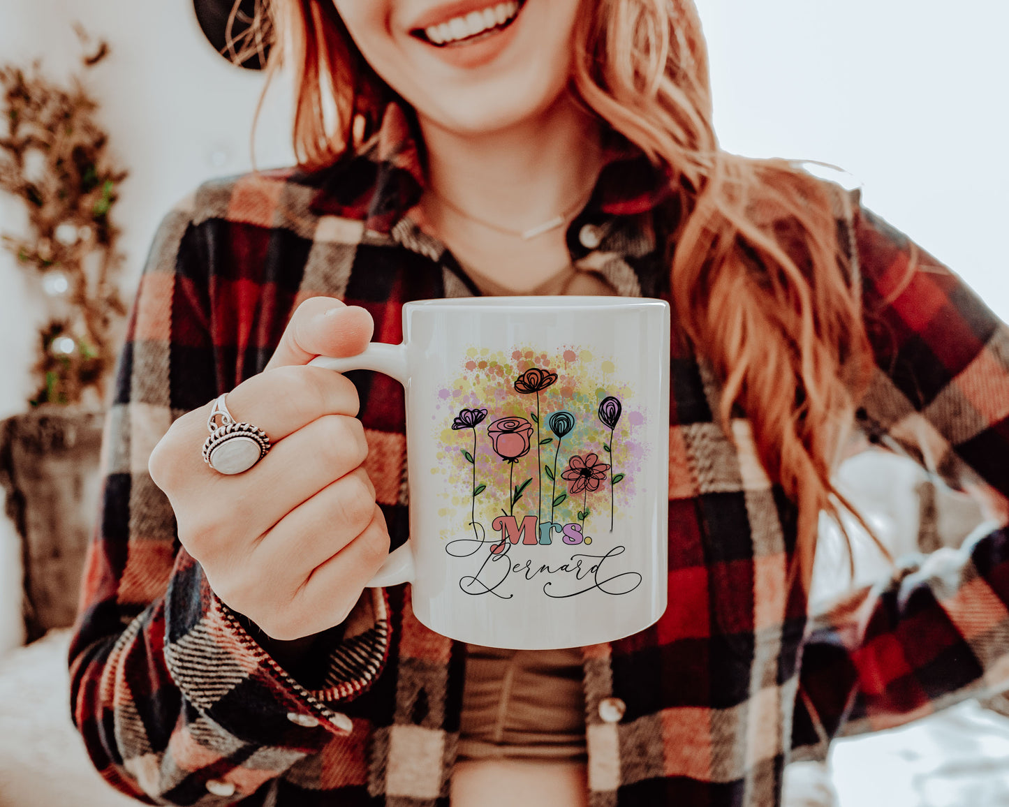 Mrs Custom Wild Flower Ceramic Mug