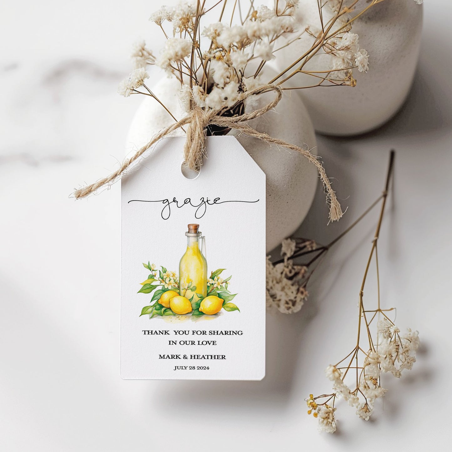 Italian Lemon Bridal Shower Gift Tag