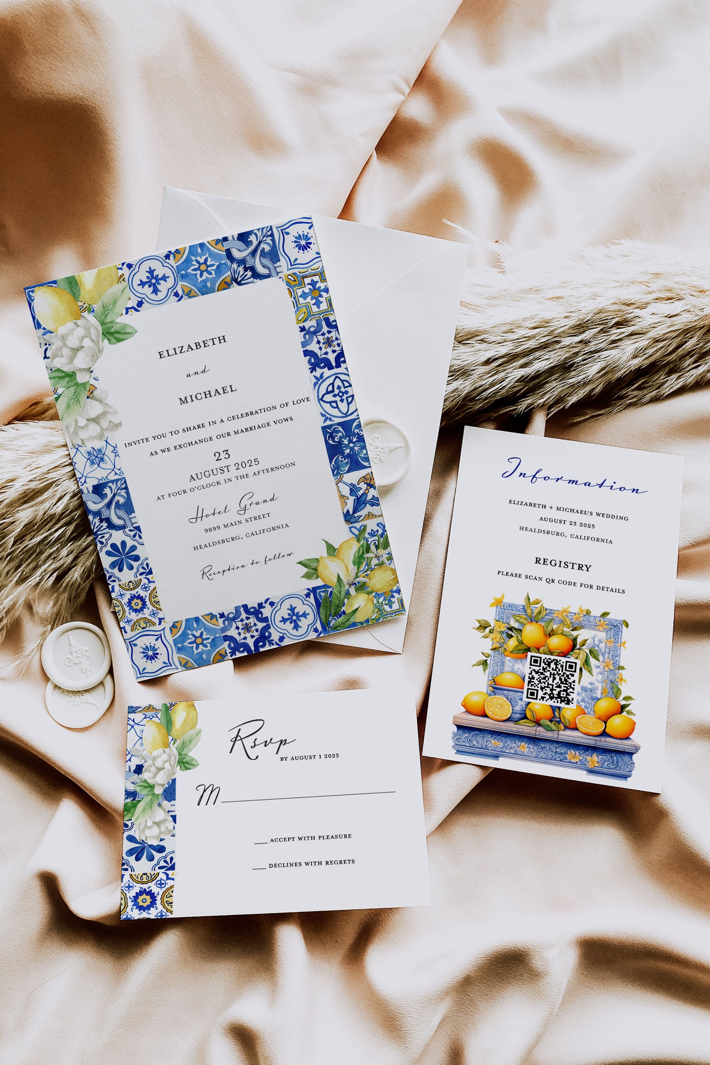 Mediterranean Lemon Wedding Invitation