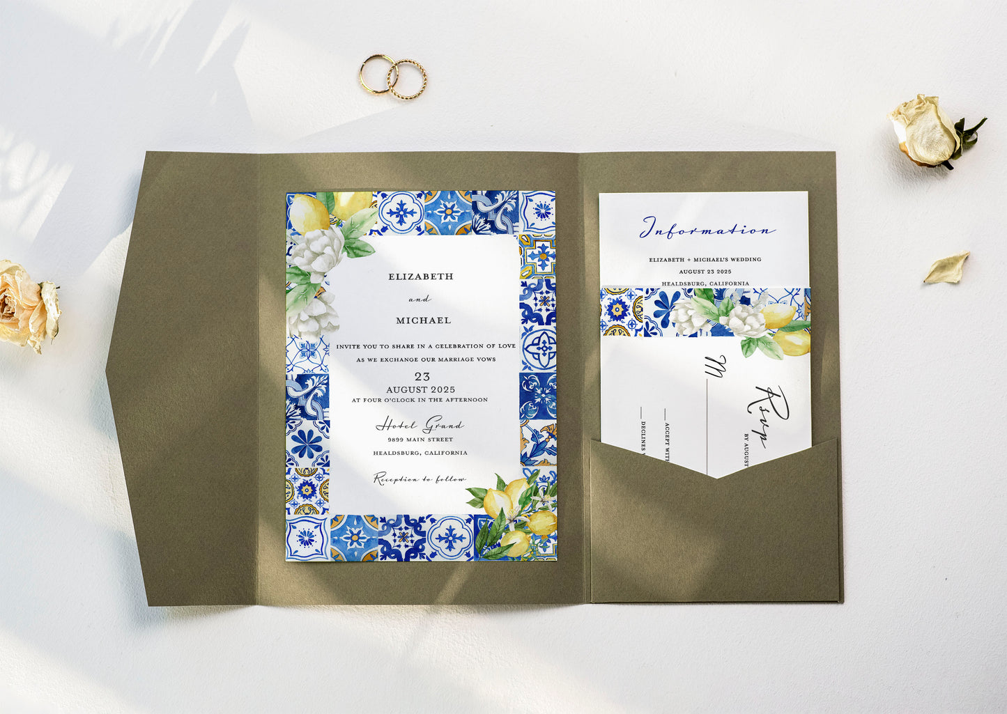 Mediterranean Lemon Wedding Invitation