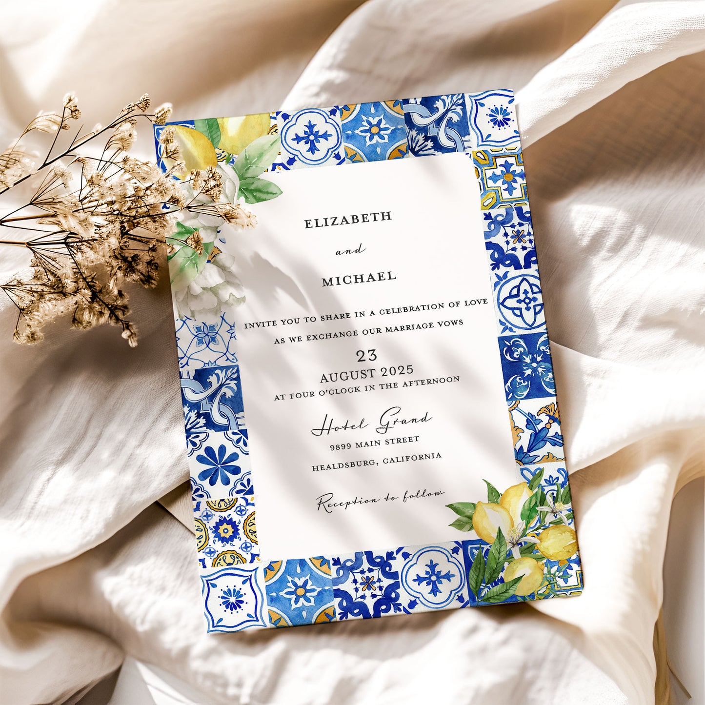 Mediterranean Lemon Wedding Invitation
