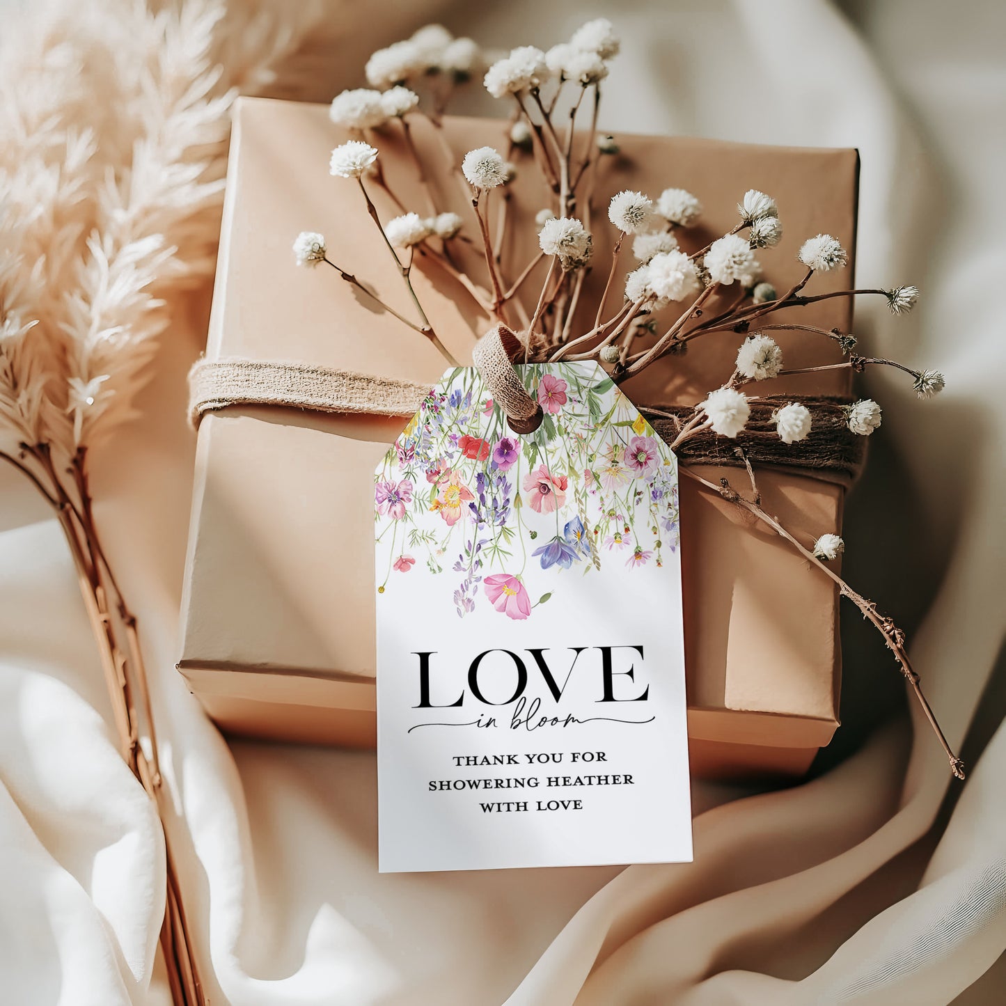 Love in Bloom Wildflower Garden Bridal Shower Gift Tag