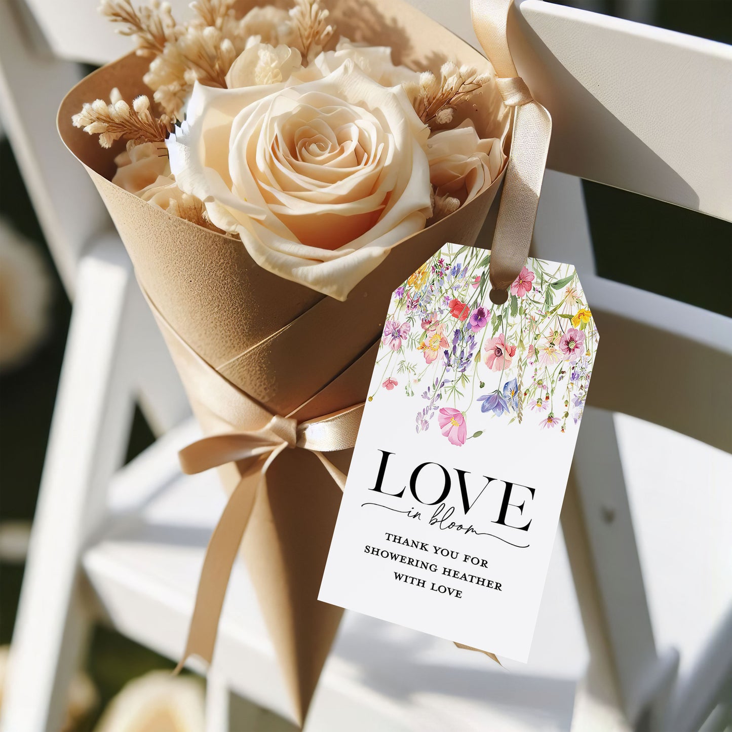 Love in Bloom Wildflower Garden Bridal Shower Gift Tag