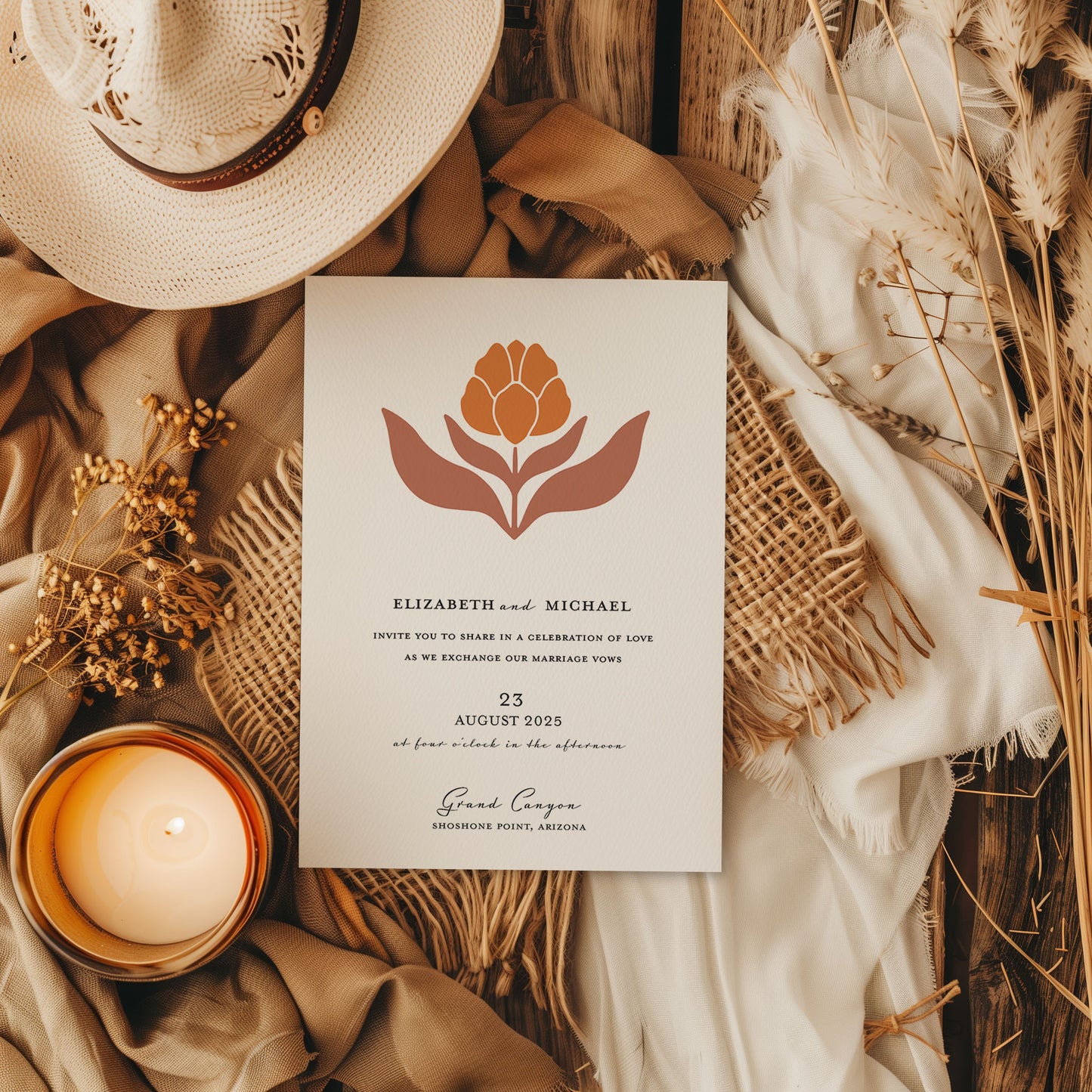 Modern Southwestern Wedding Invitation Suite