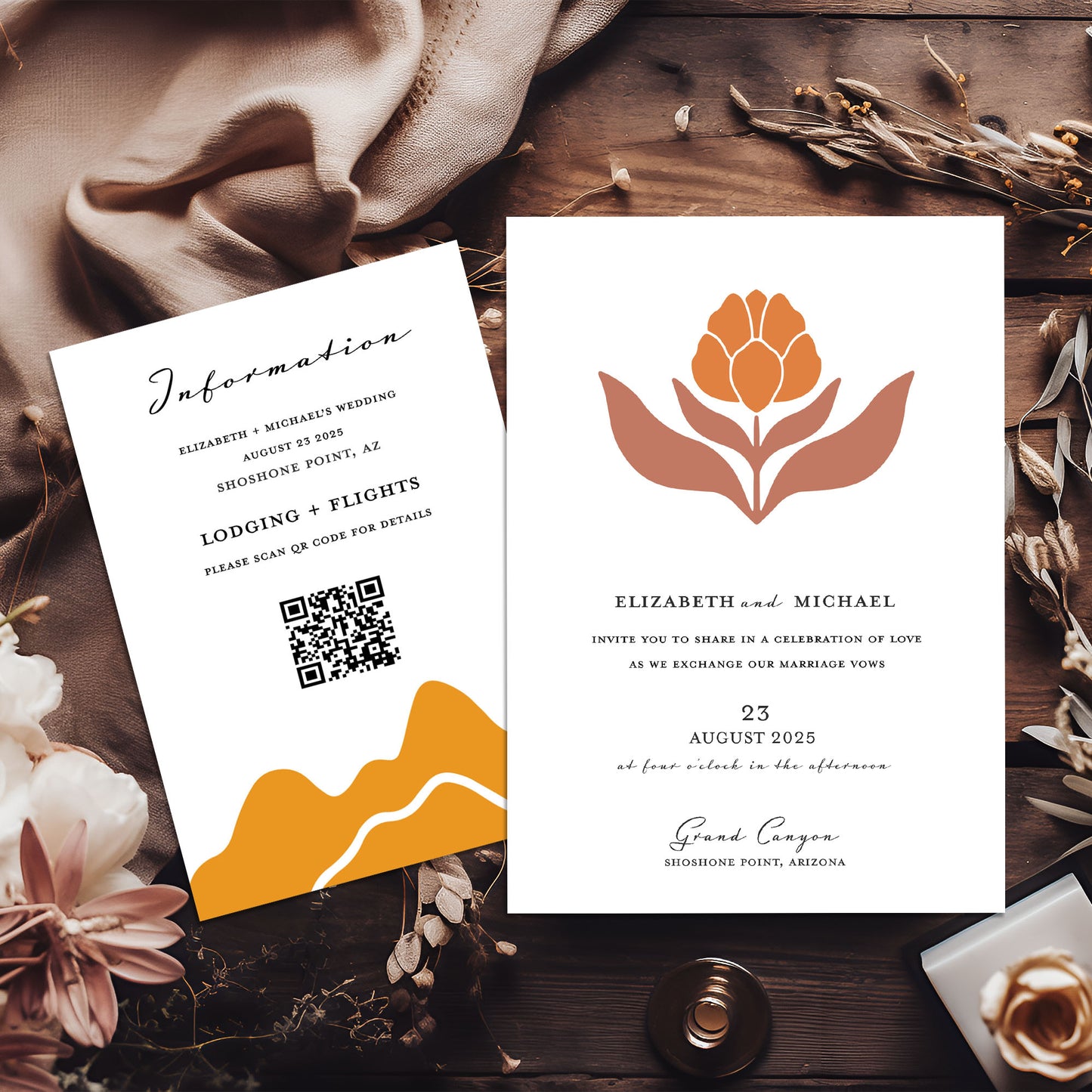 Modern Southwestern Wedding Invitation Suite