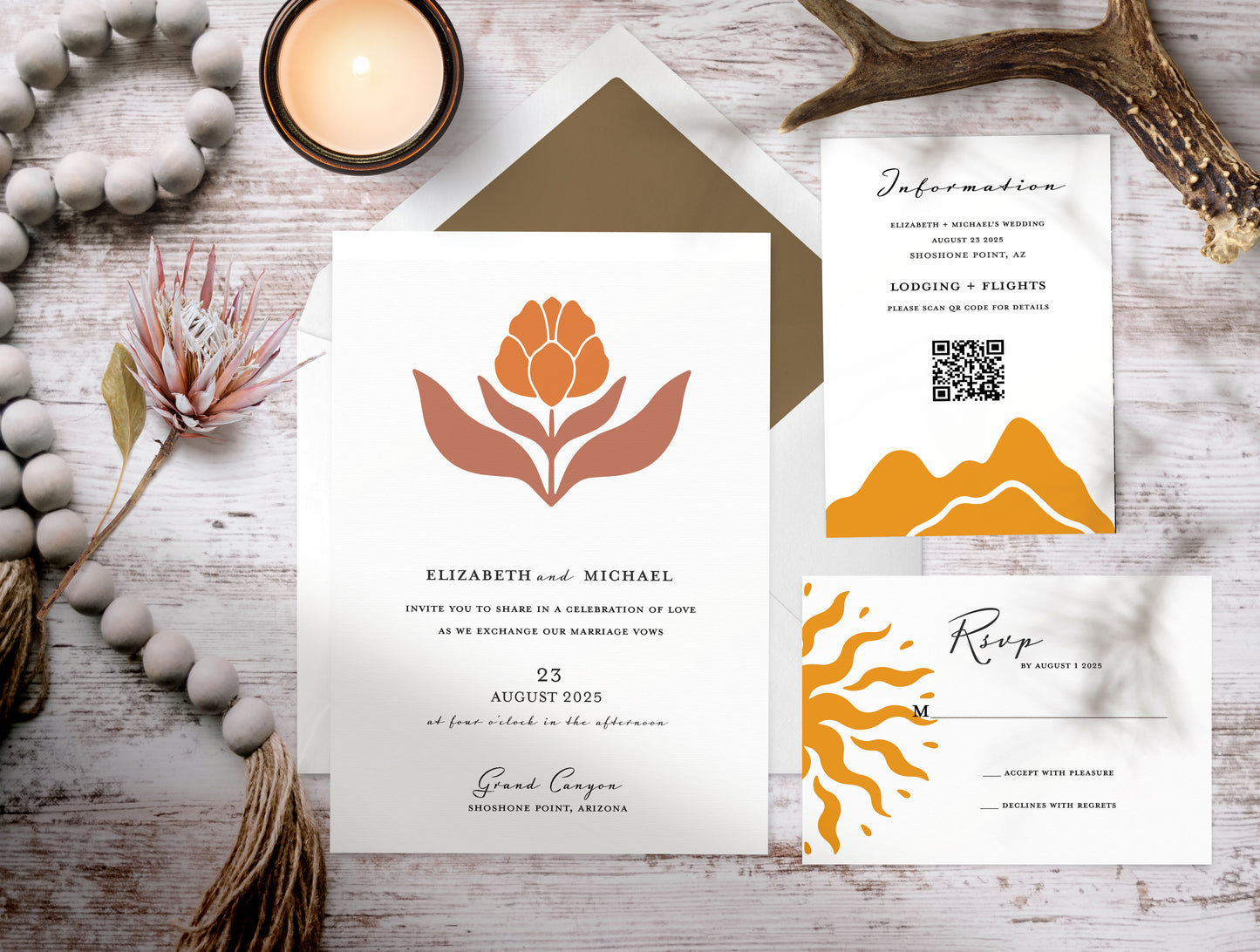 Modern Southwestern Wedding Invitation Suite