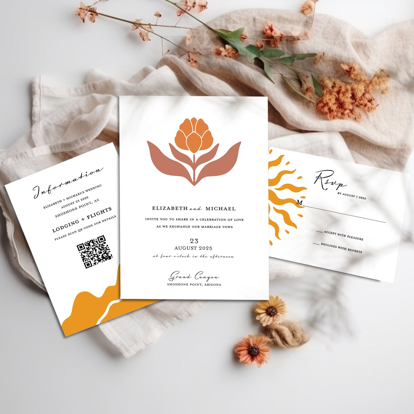 Modern Southwestern Wedding Invitation Suite