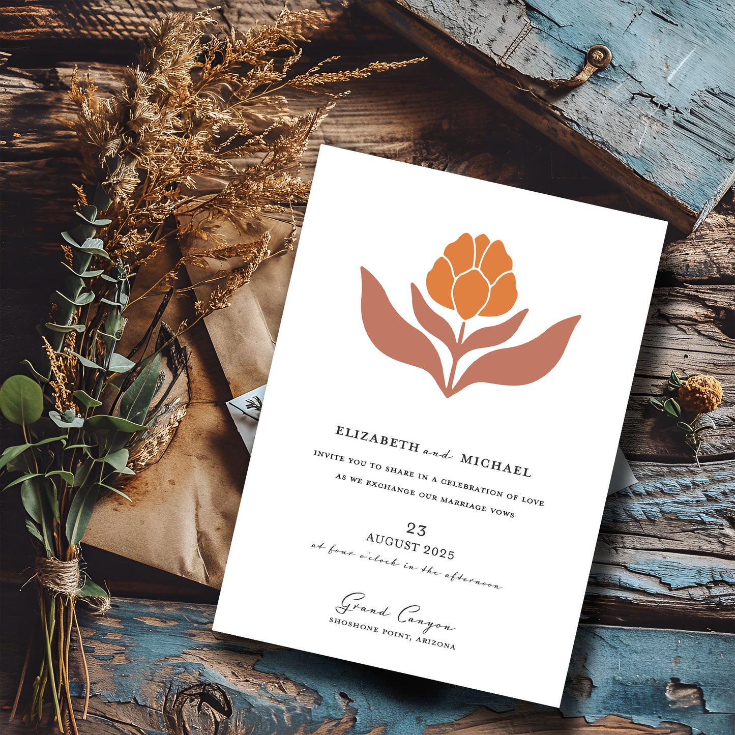 Modern Southwestern Wedding Invitation Suite