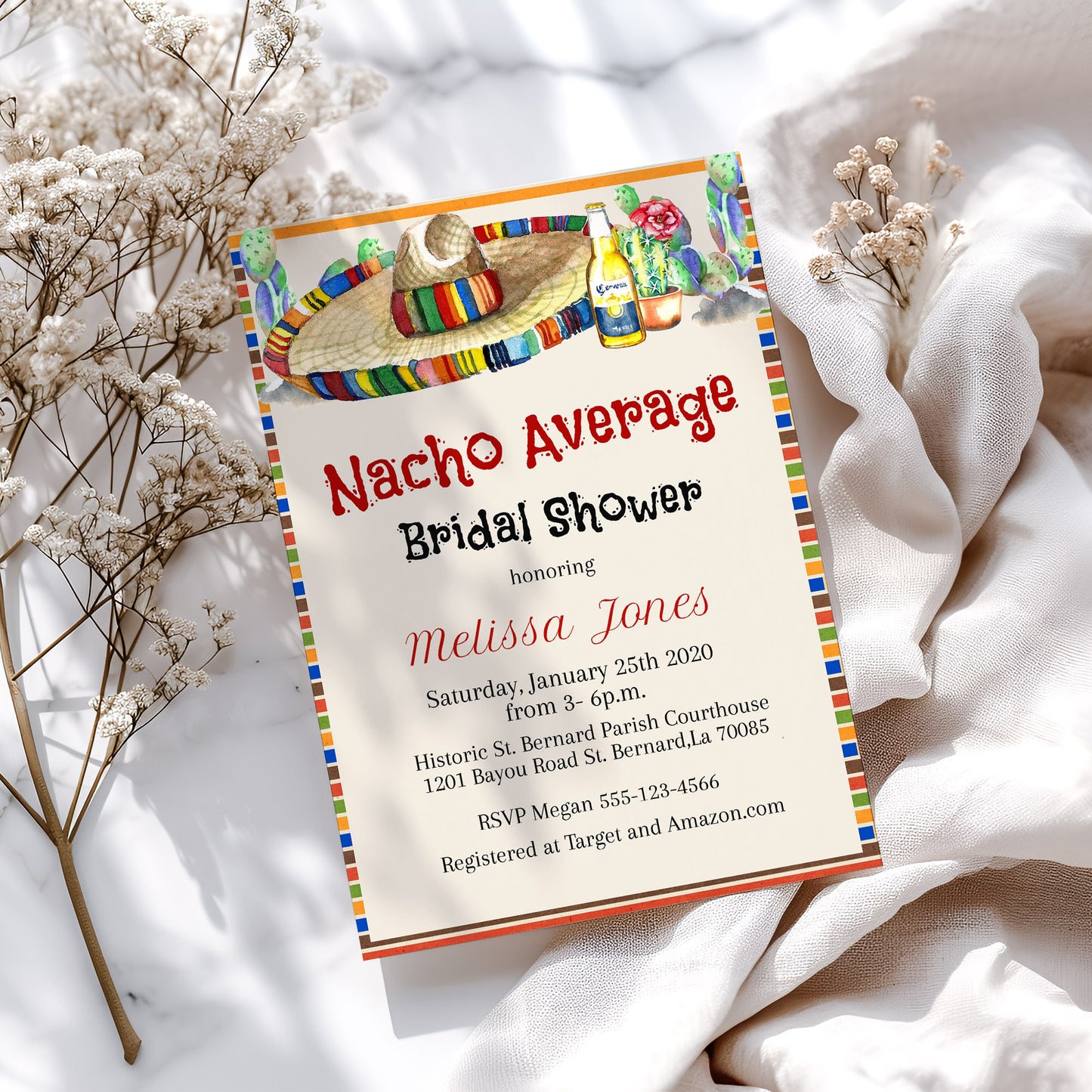 Nacho Average Mexican Bridal Shower Invitation