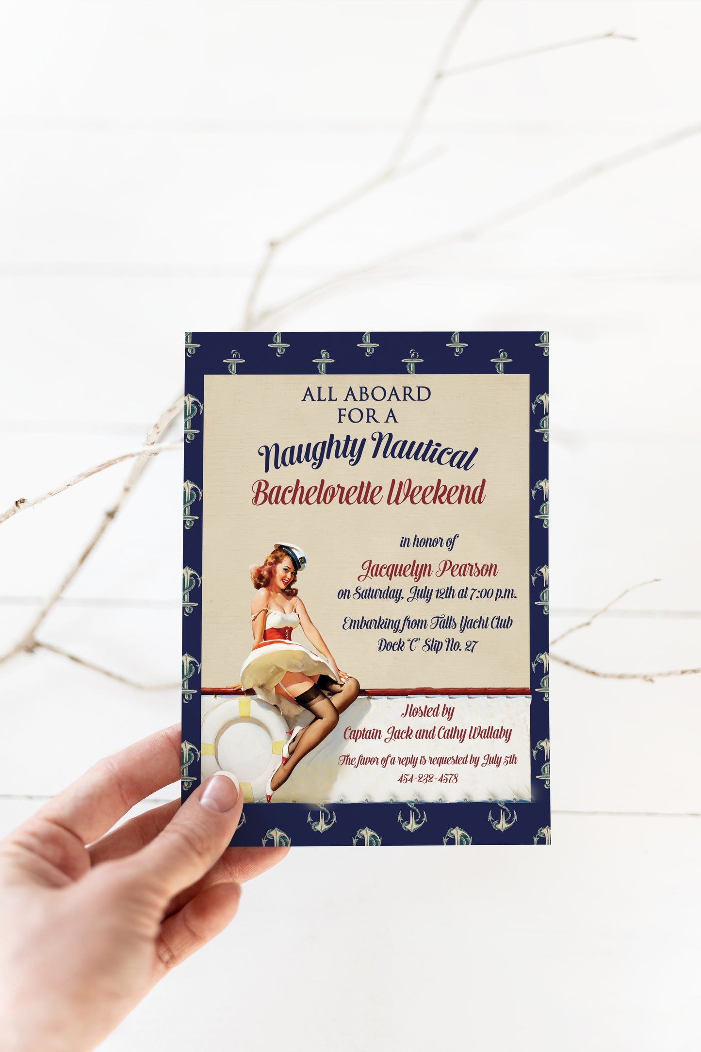 Nautical Bachelorette Weekend Bridal Shower Invitation