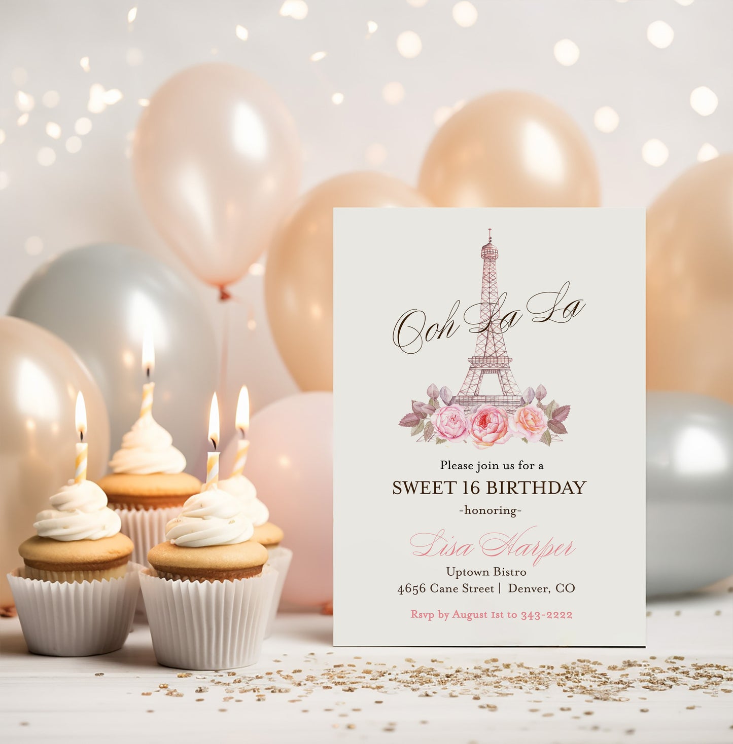 Paris Sweet Sixteen Birthday Invitation