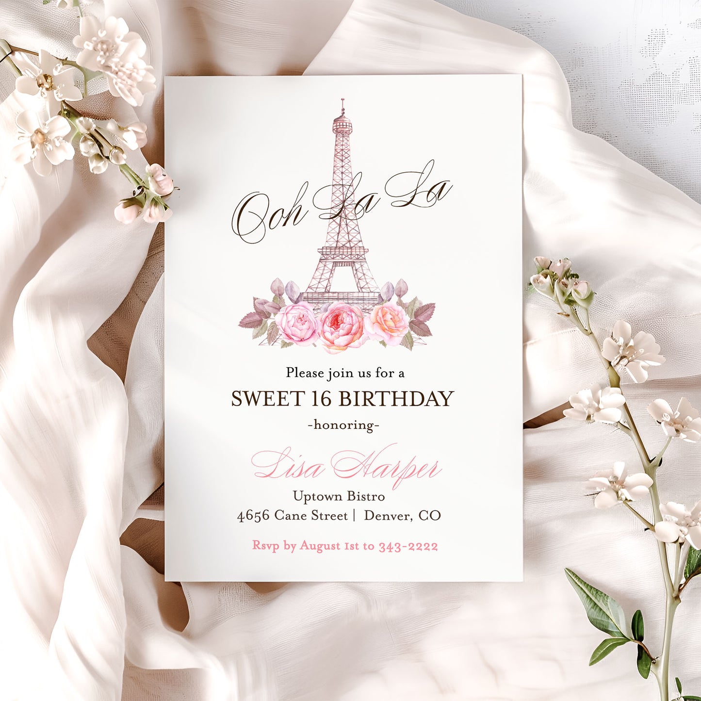 Paris Sweet Sixteen Birthday Invitation