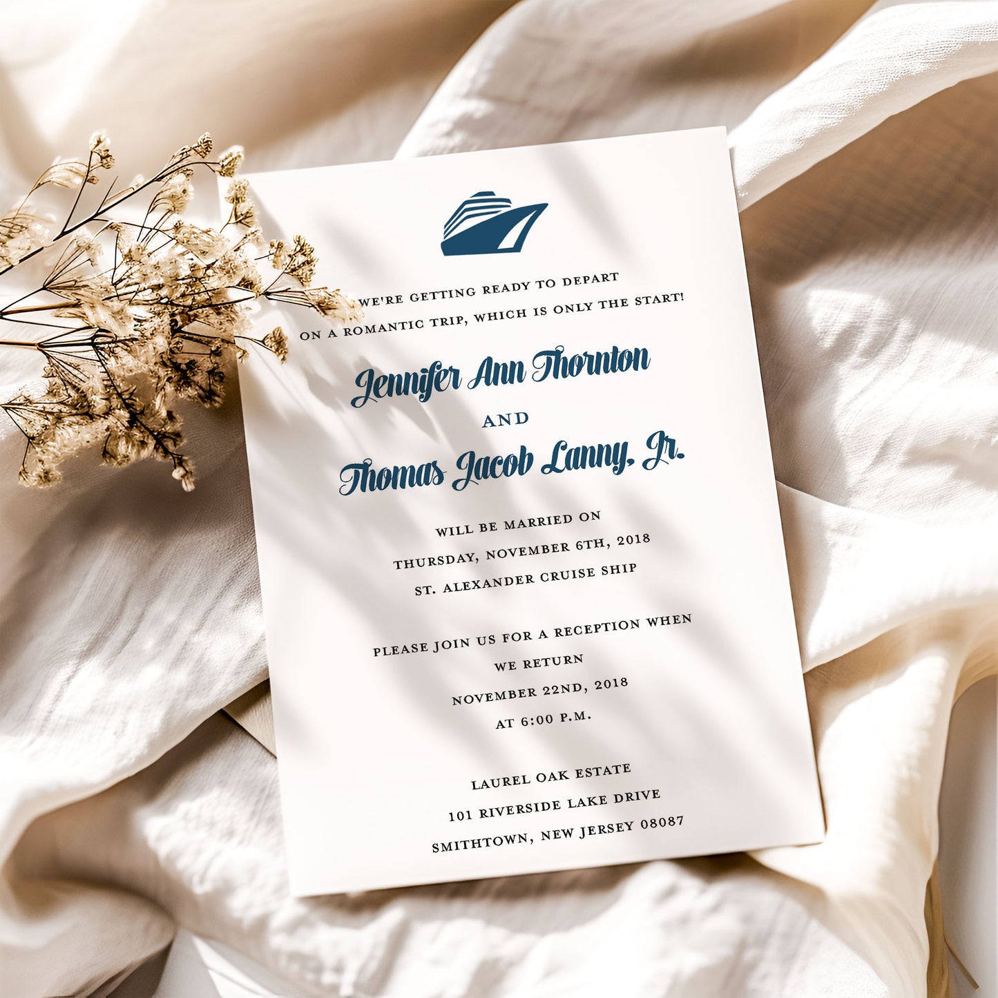 Cruise Ship Nautical Destination Wedding Invitation