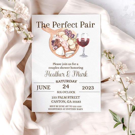 The Perfect Pair Wine Couples Bridal Shower Invitation