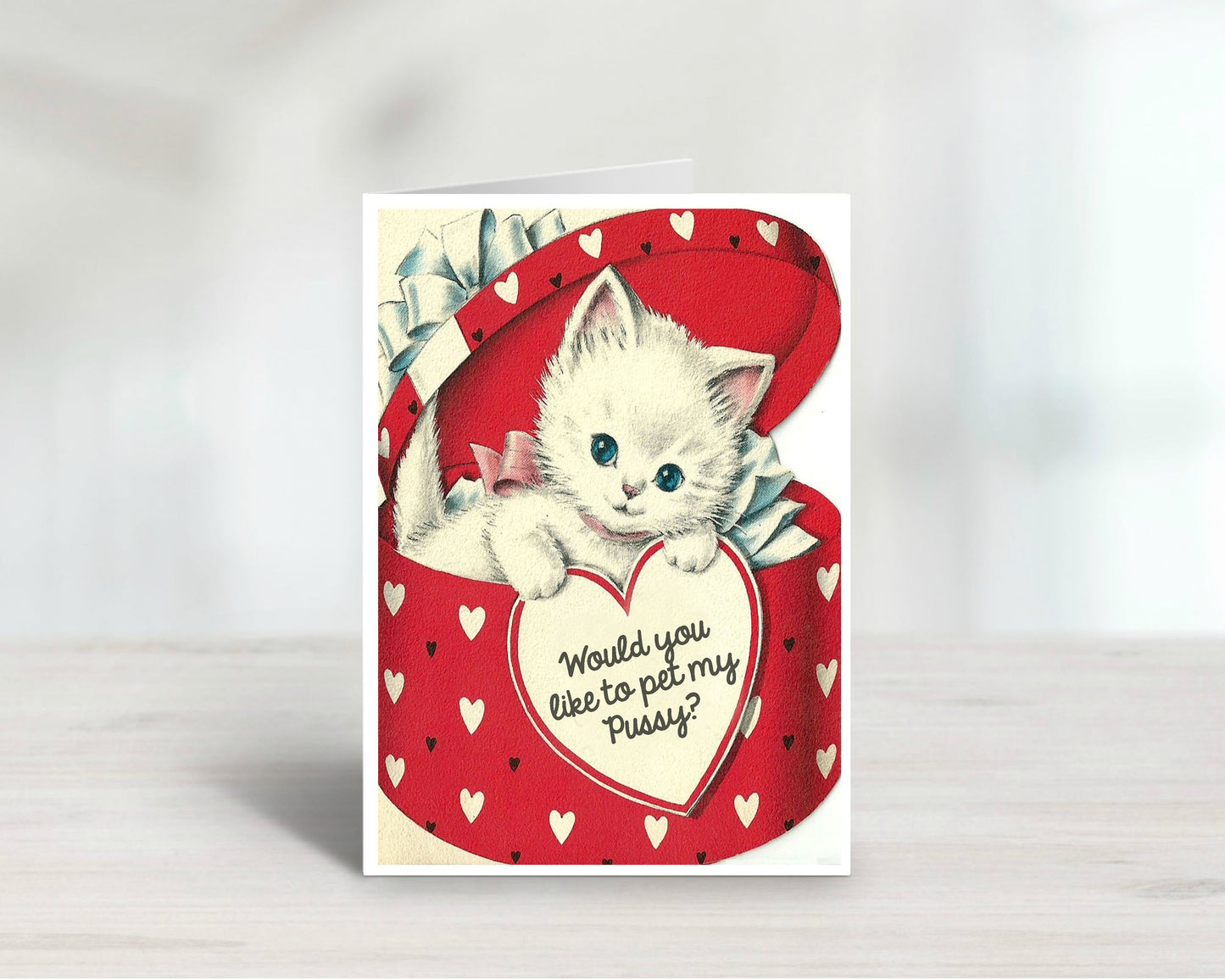 Valentine Pet My Pussy Adult Humor Greeting Card