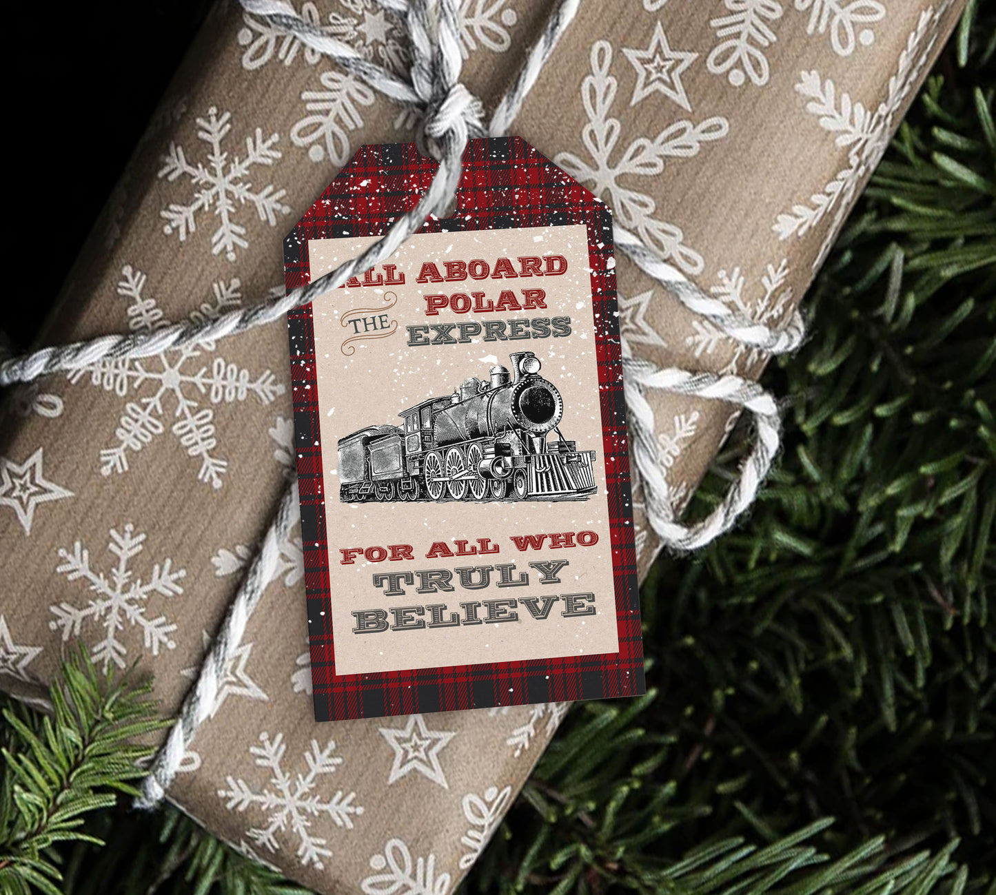 Polar Express Train Christmas Tree Gift Tag