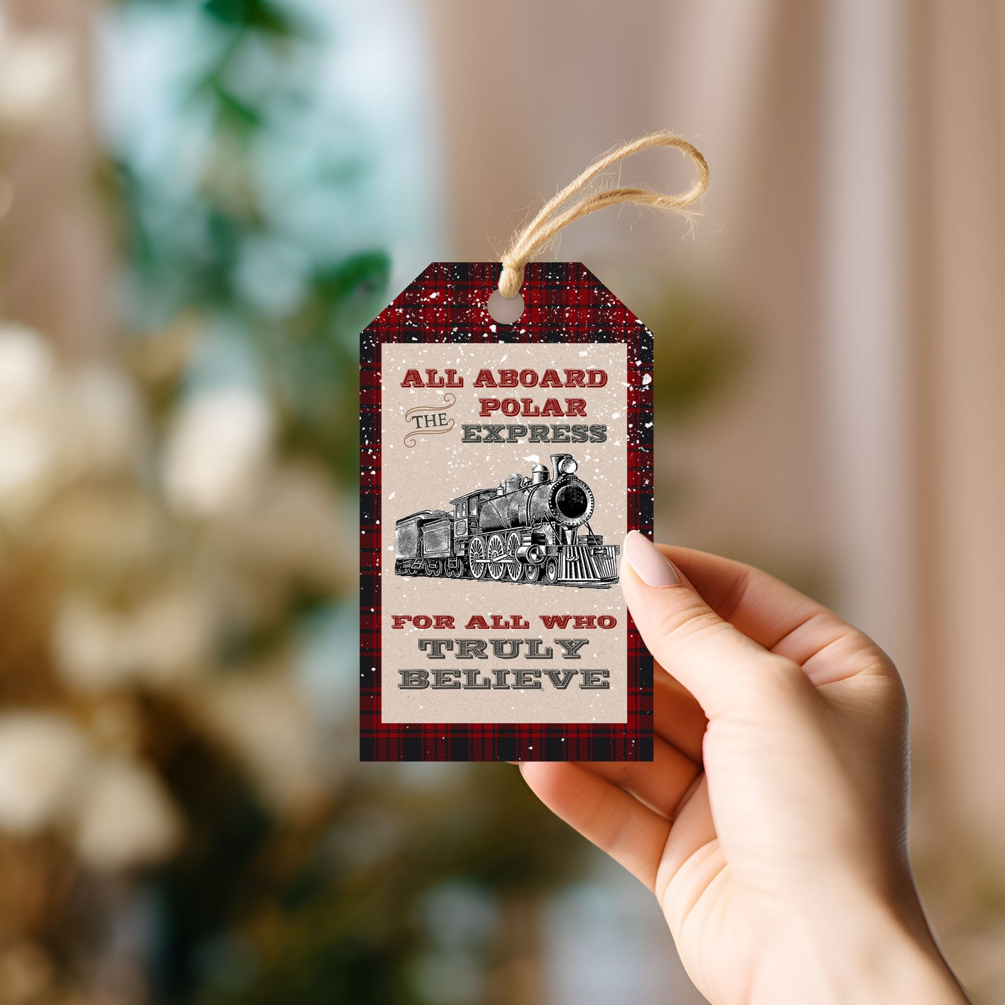 Polar Express Train Christmas Tree Gift Tag
