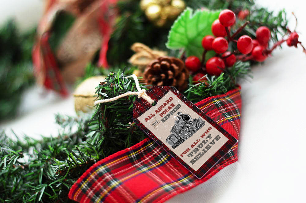 Polar Express Train Christmas Tree Gift Tag
