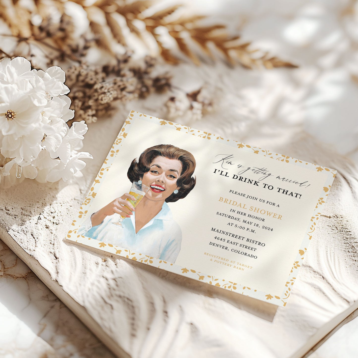 Retro I'll Drink the That Bridal Shower Invitation