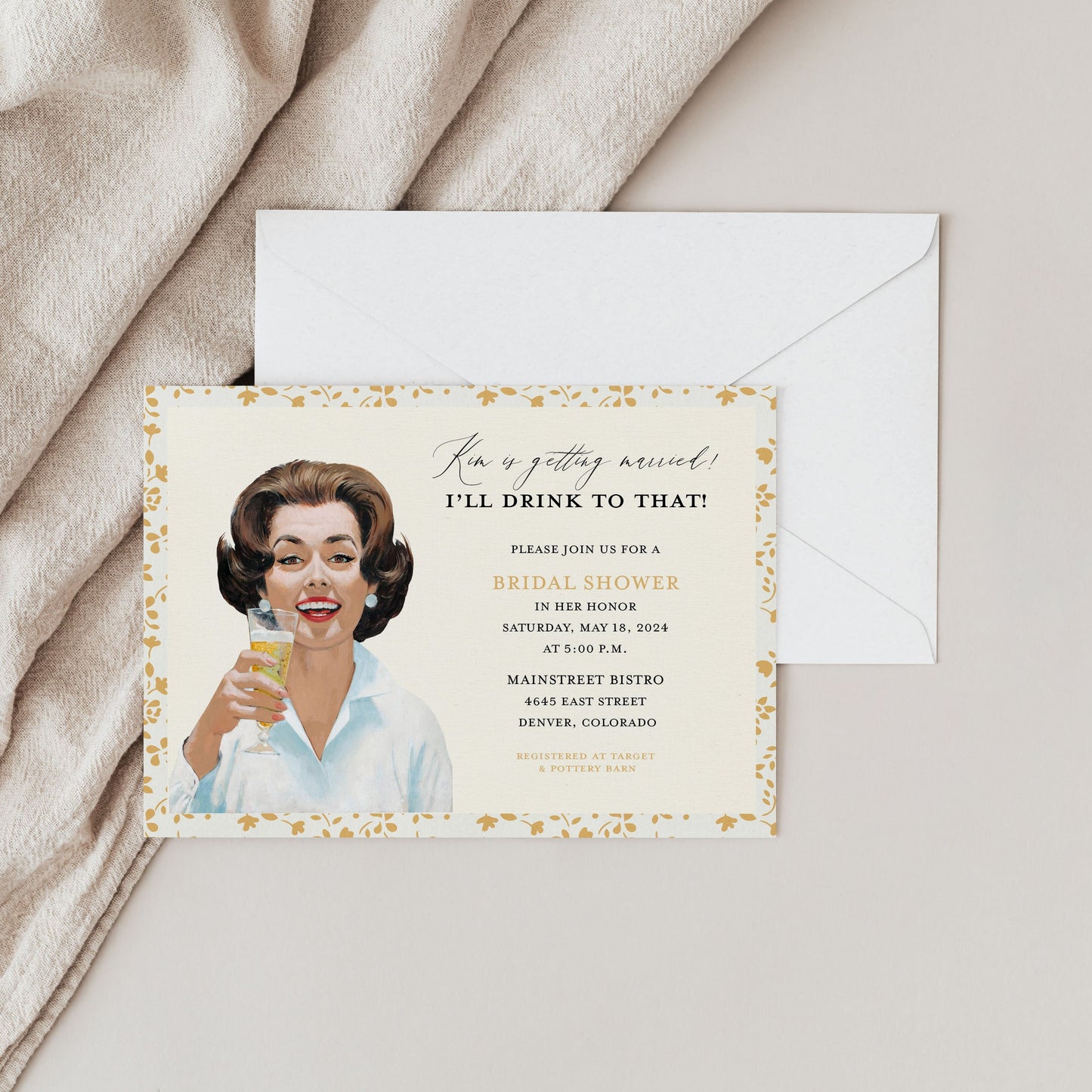 Retro I'll Drink the That Bridal Shower Invitation