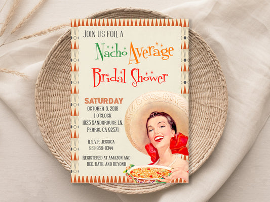 Nacho Average Retro Bridal Shower Invitation
