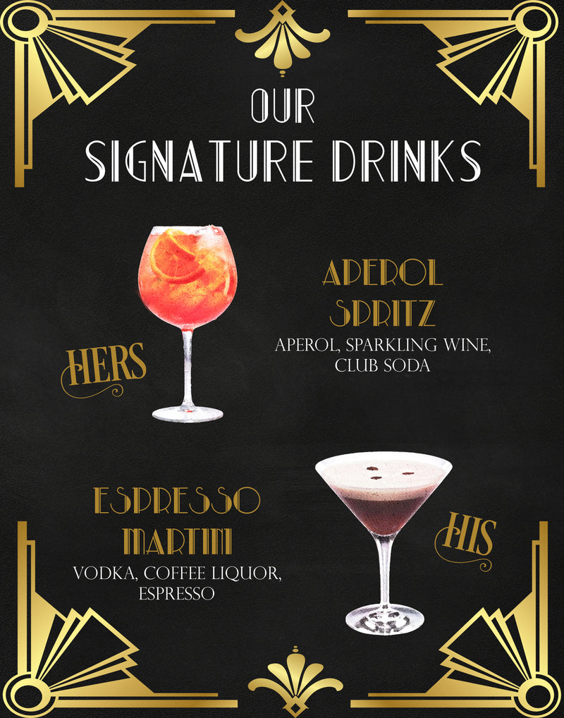 Art Deco His and Hers Signature Drink Sign