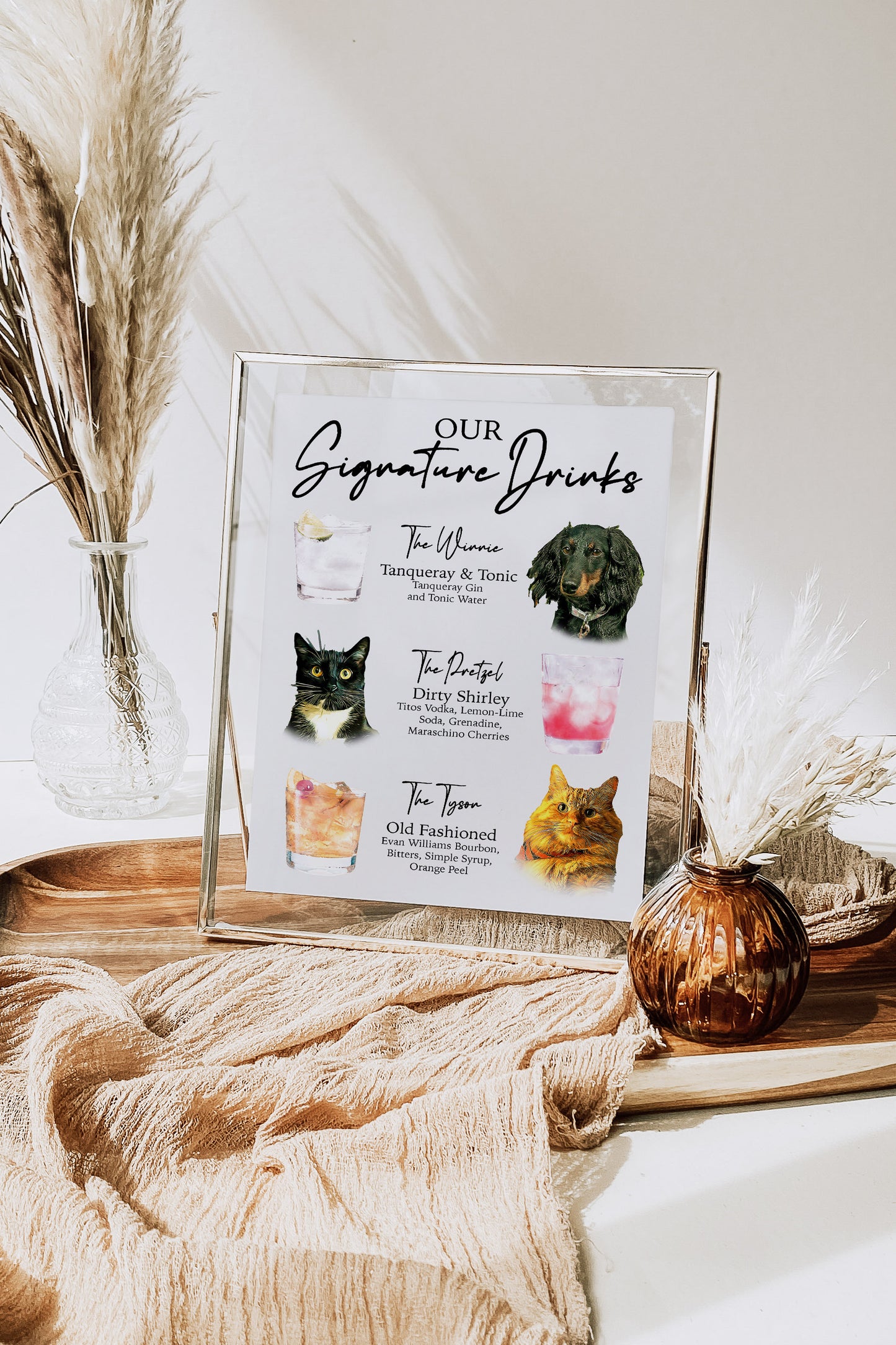Wedding Signature Drink Sign Three Pets