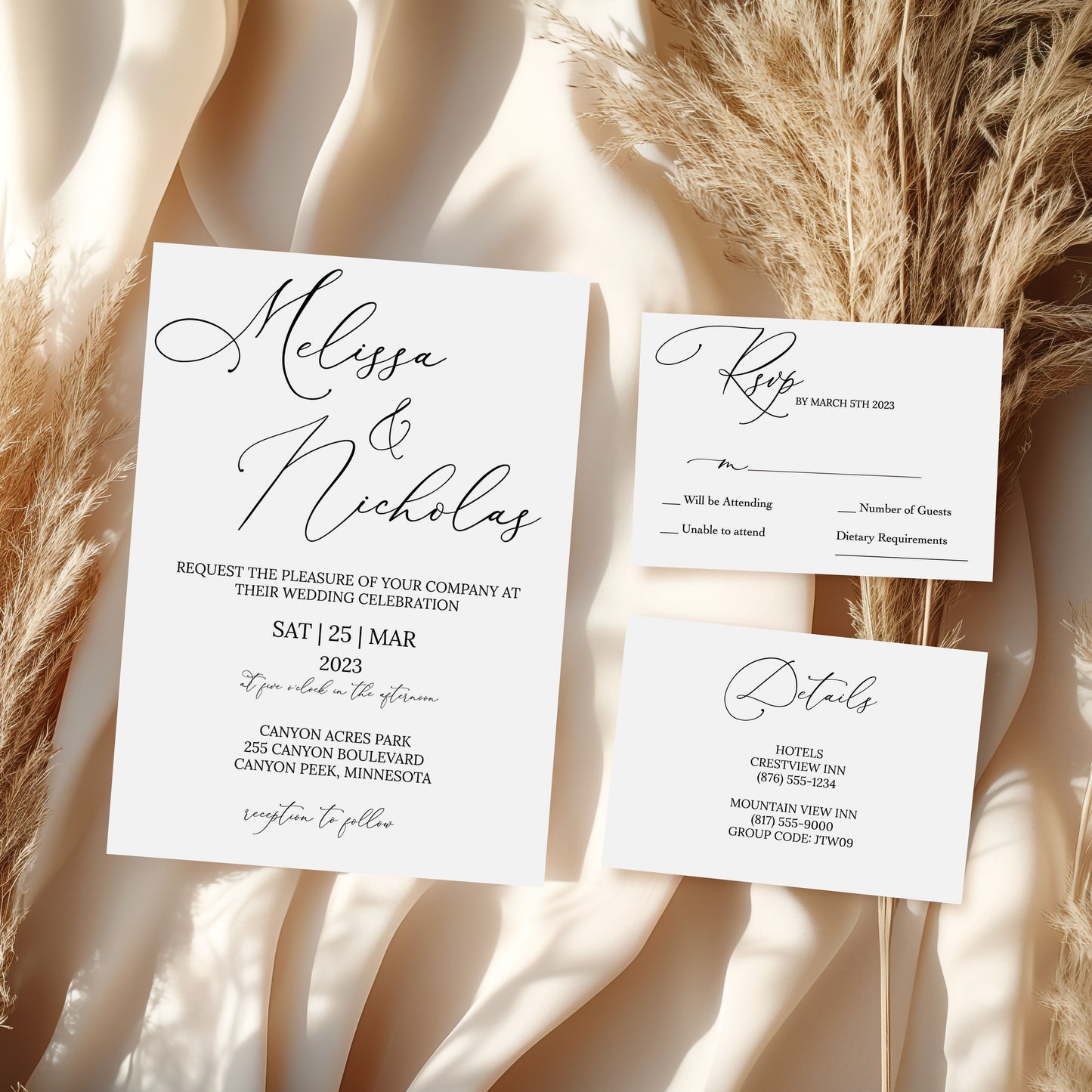 Modern Elegant Wedding Invitation Suite