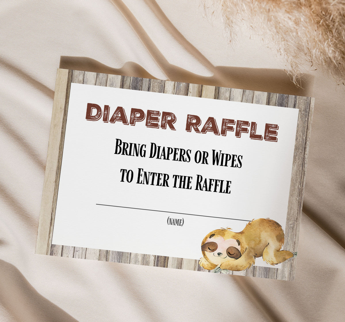 Sloth Diaper Raffle - Premium Paper & Party Supplies > Paper > Invitations & Announcements > Invitations from Sugar and Spice Invitations - Just $1.90! Shop now at Sugar and Spice Paper