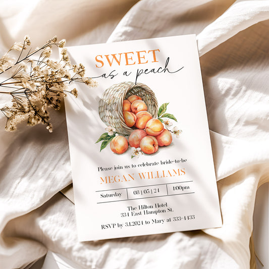 Sweet as a Peach Bridal Shower Invitation