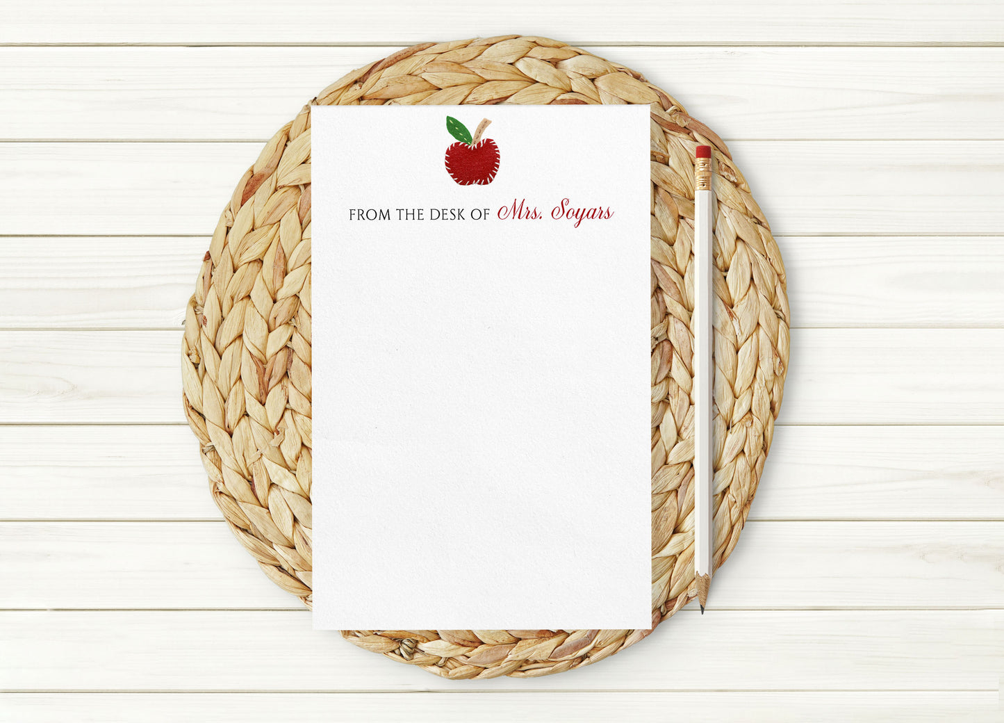 Teacher Apple Personalized Notepad