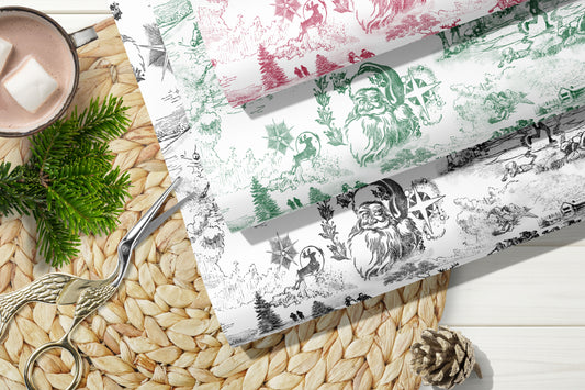 Vintage Santa Multicolored Christmas Wrapping Paper Sheets