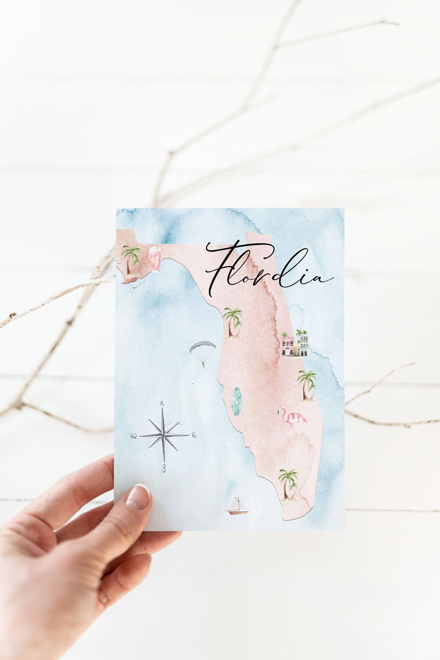 Florida Watercolor Map Save the Date