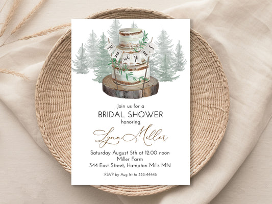 Rustic Woodland Cake Bridal Shower Invitation