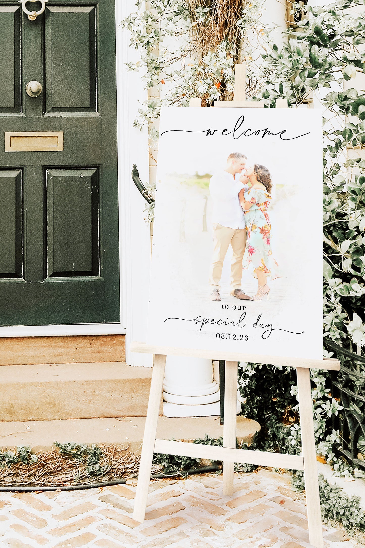 Watercolor Elegant Portrait Wedding Welcome Sign