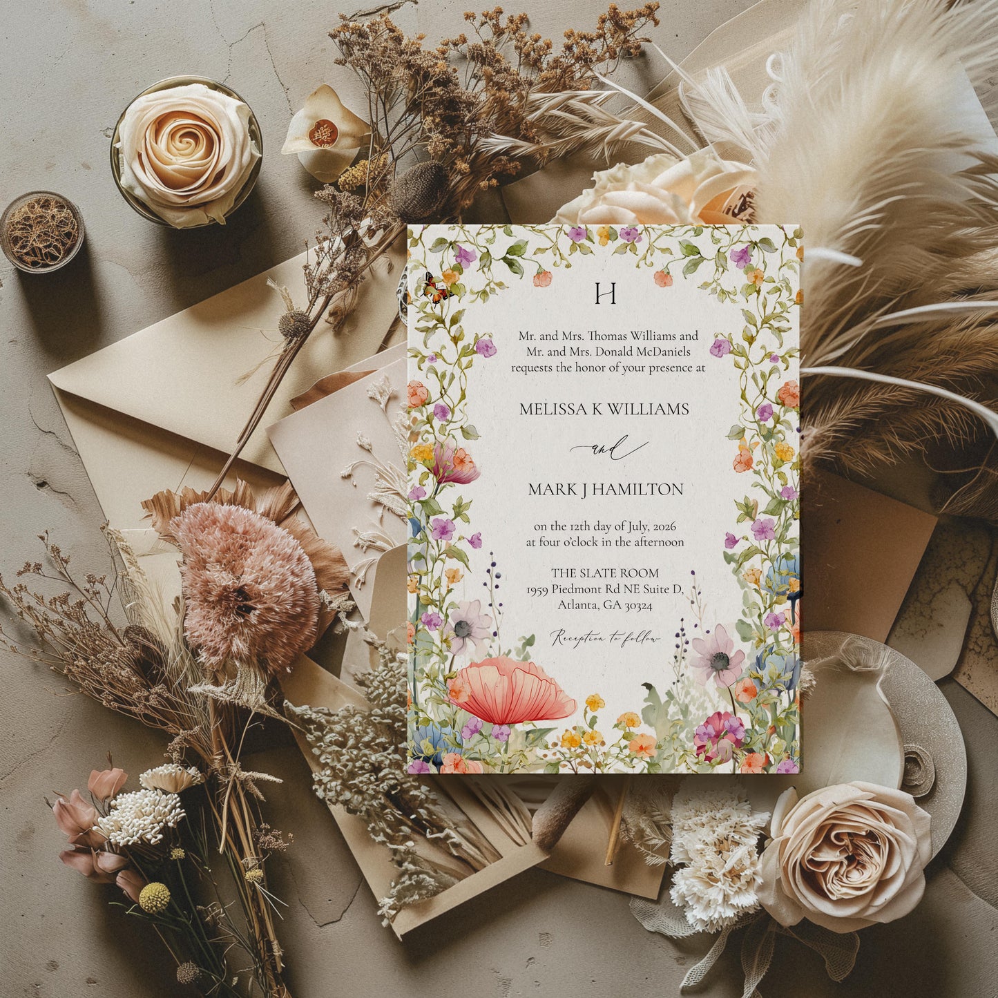 Wildflower Garden Wedding Invitation Suite