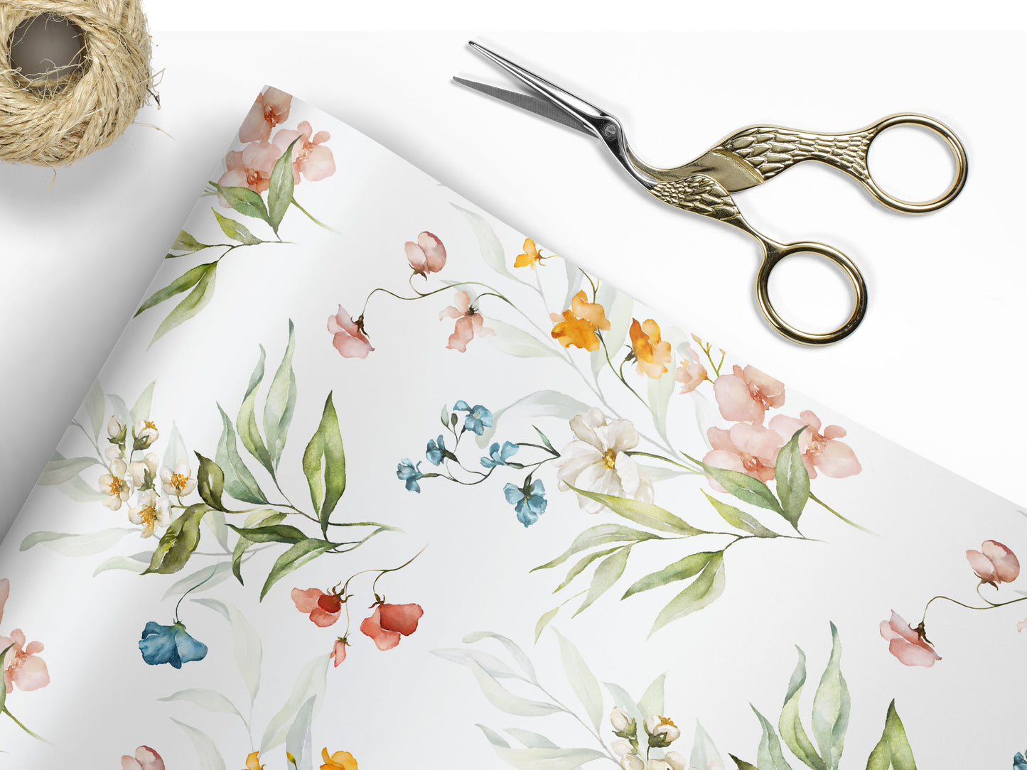 Wildflower Watercolor Garden Wrapping Paper