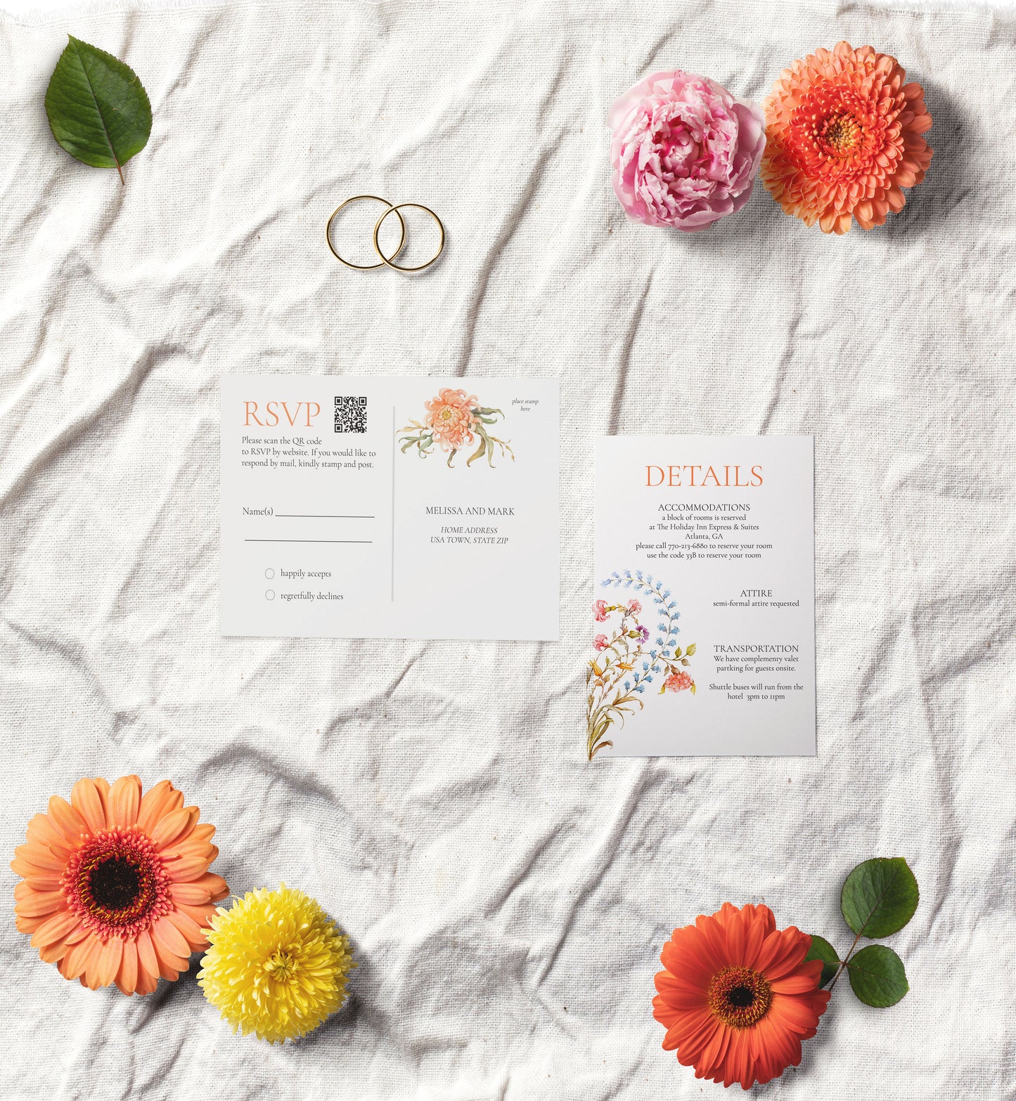 Wildflower Garden Wedding Invitation Suite
